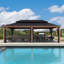Pavillon de jardin en aluminium à toit double 14 pi x 24 pi Mauve pour pelouse et jardin avec filet