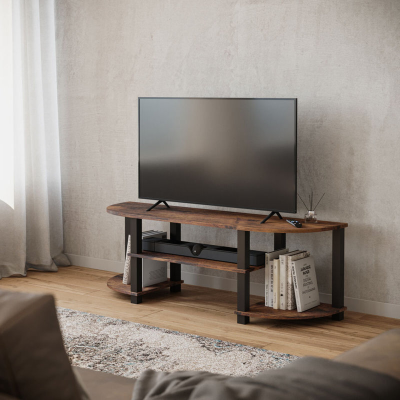 Sireli Unfinished TV Stand for TVs up to 55", Rustic Brown/Black