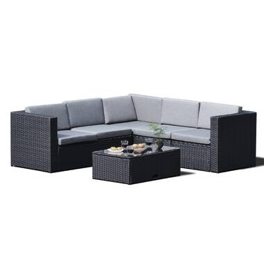 Wade Logan® Ensemble de patio en rotin 5 pièces avec coussins Diamondville  et Commentaires - Wayfair Canada