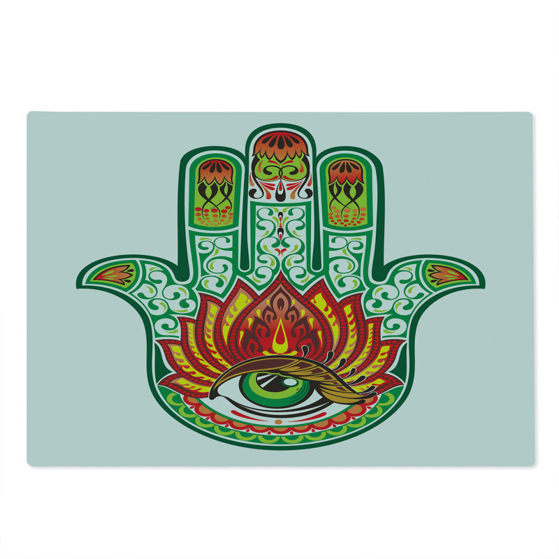 Planche à découper Ambesonne Hamsa grande taille forme ovale vert rouge