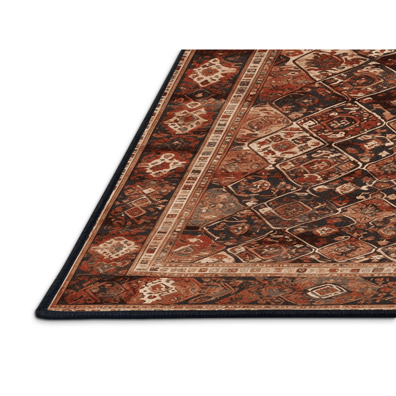 Tapis persan noir lavable à la machine, Rectangulaire 8 pi x 10 pi