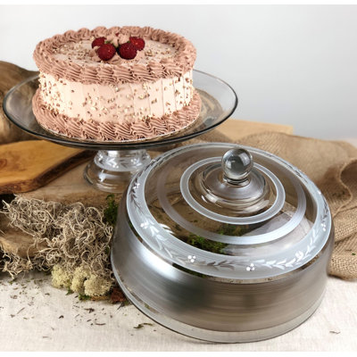 Pewter Vine Glass Cake Stand