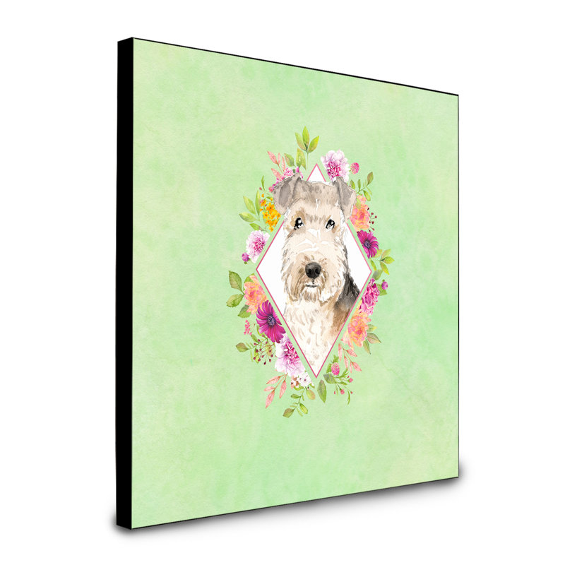 Panneau mural Dollman Flowers, Vert, Lakeland Terrier