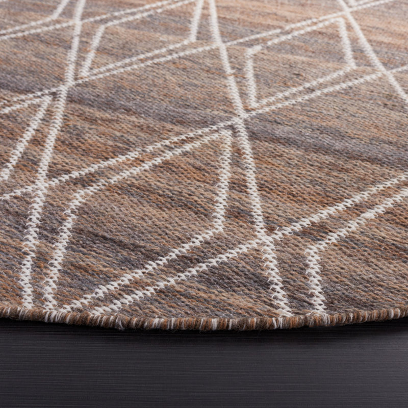 Kilim Hand Woven Performance Geometric Rug, Round 6'
