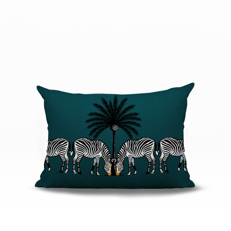 Oreiller rectangulaire réversible intérieur / extérieur Camo Zebra, Émeraude, H 14 po x l 20 po