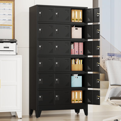 Armoire de rangement verrouillable à 4 portes verticales en métal avec pieds pour garage, gymnase, noir