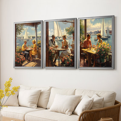 Vintage Portrait Print LXXI  -Custom Framed  Wrapped Gallery Canvas - 3 Pieces