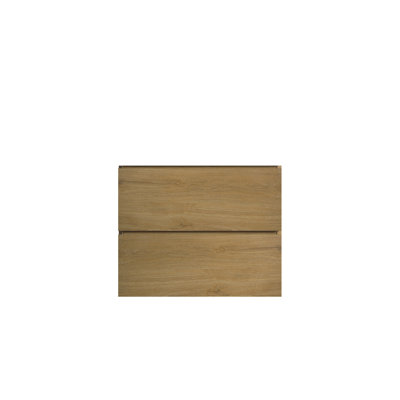 Armoire de salle de bain en chêne naturel - fixation murale, deux tiroirs, finition élégante et touche contemporaine