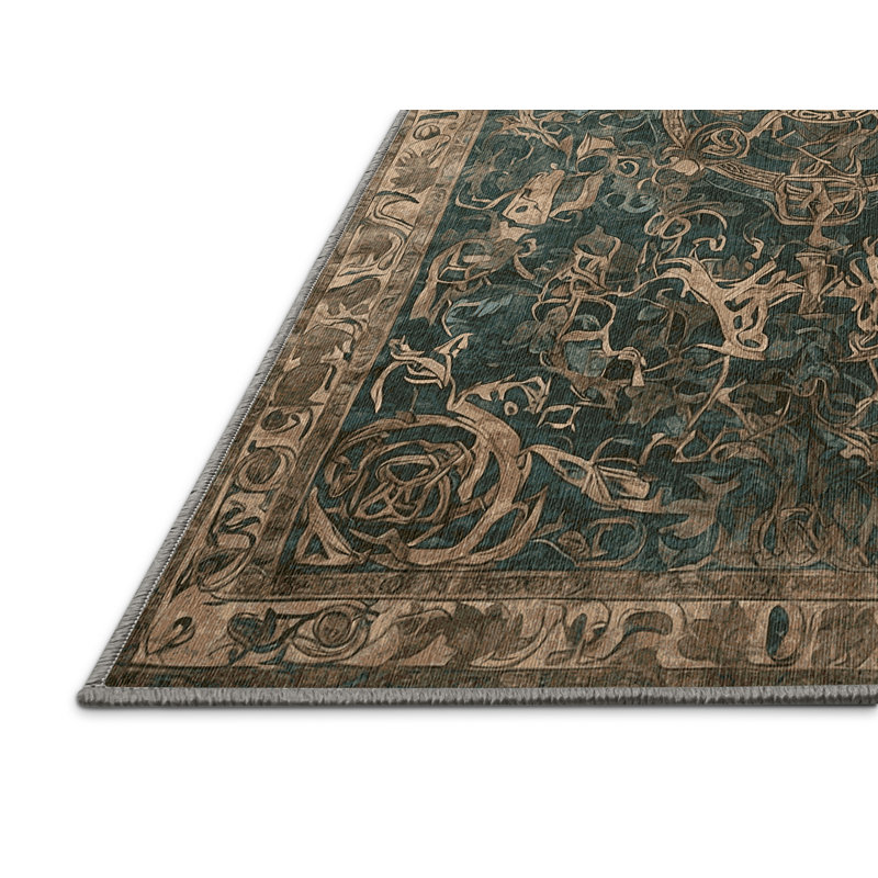 Machine Washable Brown Area Rug, Runner 2' x 5'