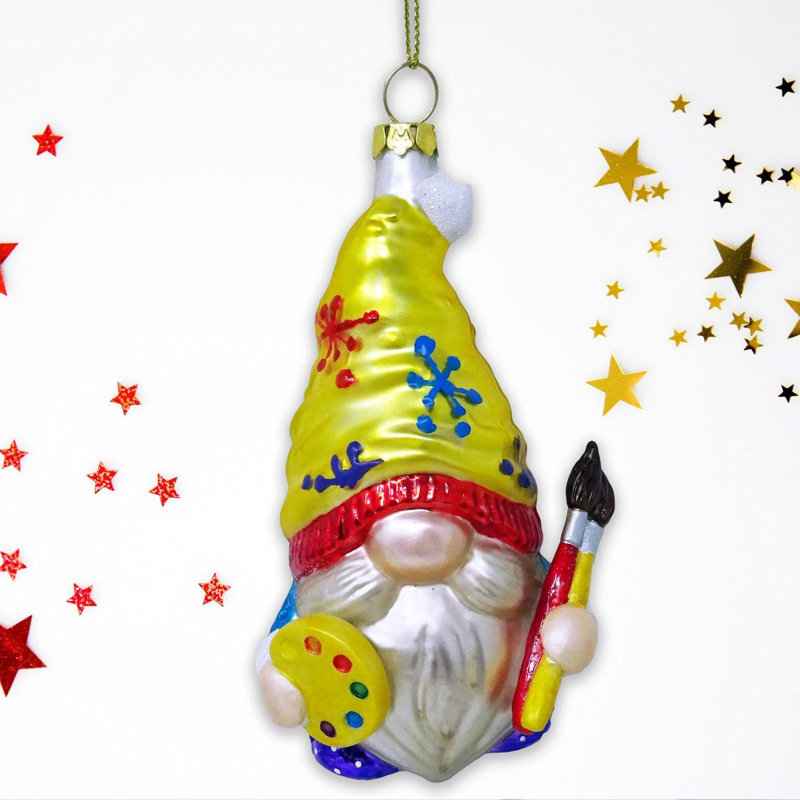 Ornement en verre de peintre artiste gnome