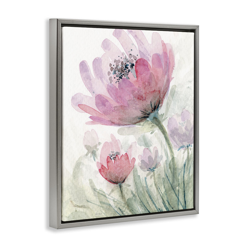 Cadre flottant avec fleurs roses, design par Patti Bishop, Cadre flottant gris lustré, H 31 po x l 25 po