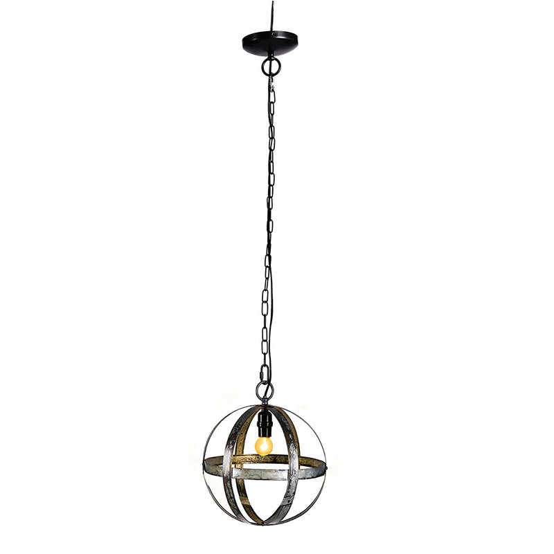 Luminaire suspendu en forme de sphère en fer traditionnel avec globe ouvert