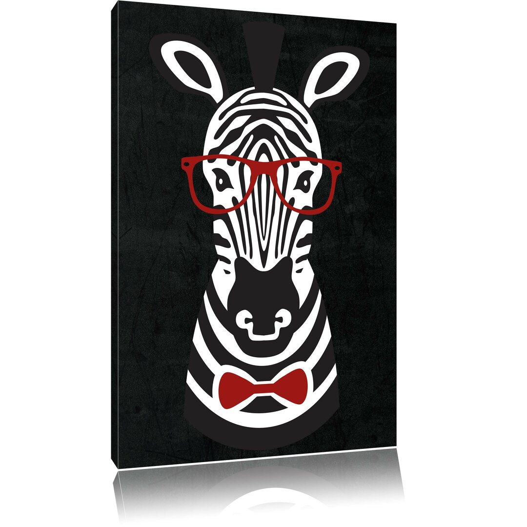 Leinwandbild Hipster Zebra in Schwarz/Weiß/Rot