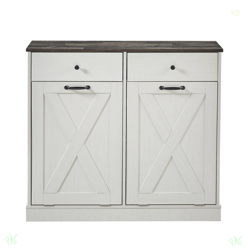 Poubelle de cuisine à double porte et inclinable - Blanc