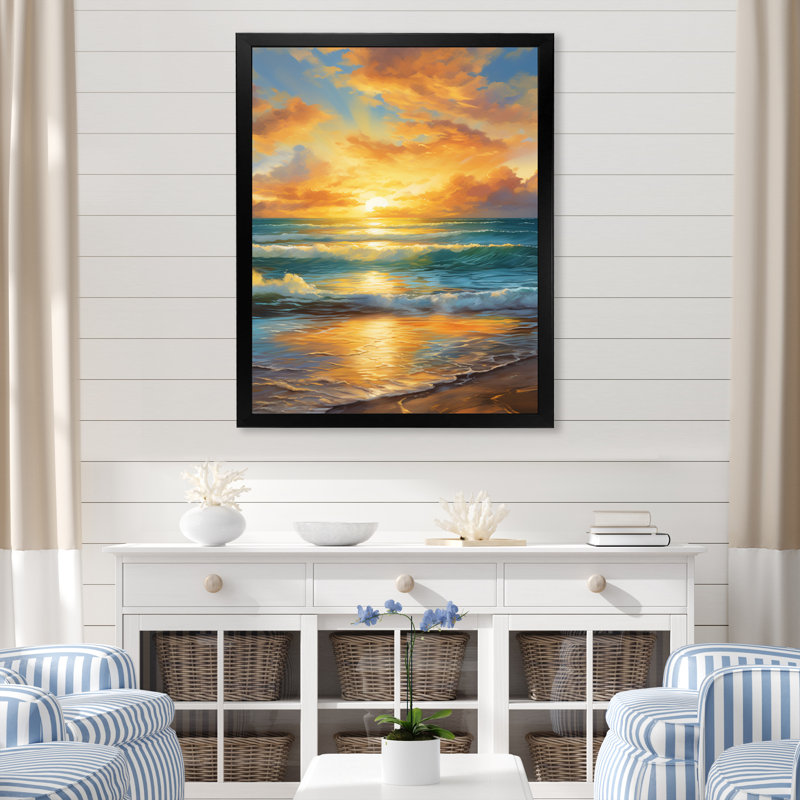 «Beach Photo Sunlit Horizons» sur toile, L 12 po x H 20 po, Cadre photo noir
