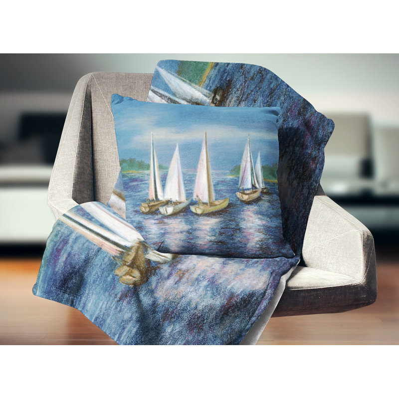 Yousse par Obsky Sea - oreiller imprimé Sea & Shore, 16 po x 1 po, Coussin décoratif