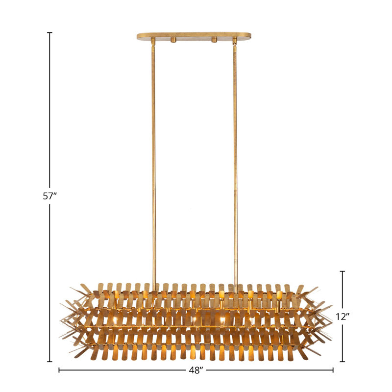 Spur 7 LT Oxidized Gold Leaf Linear Pendant Kalco
