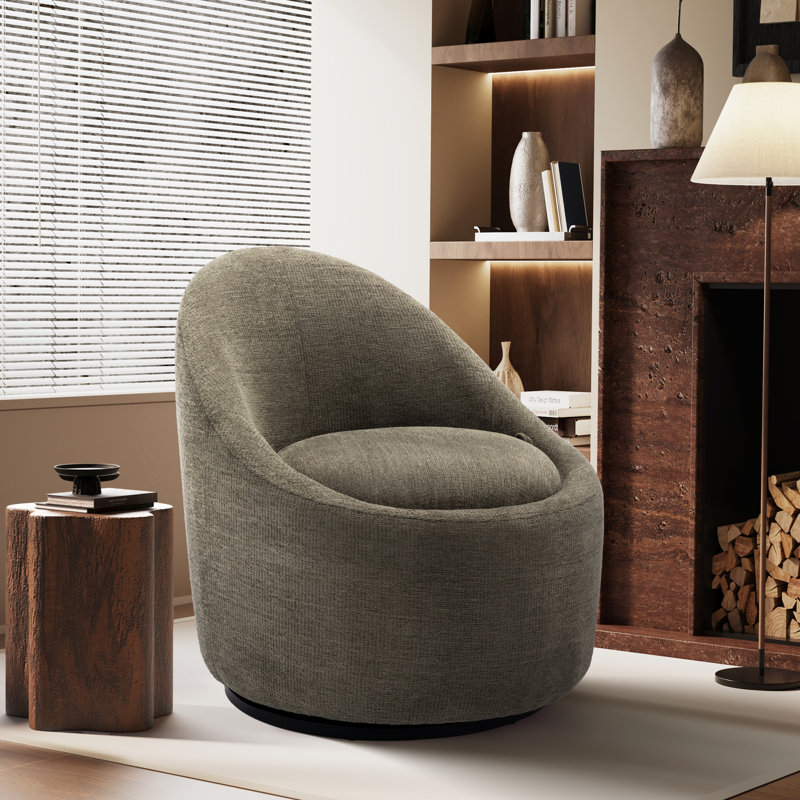 Lawandra 71.9Cm Wide Swivel Barrel Chair, Green