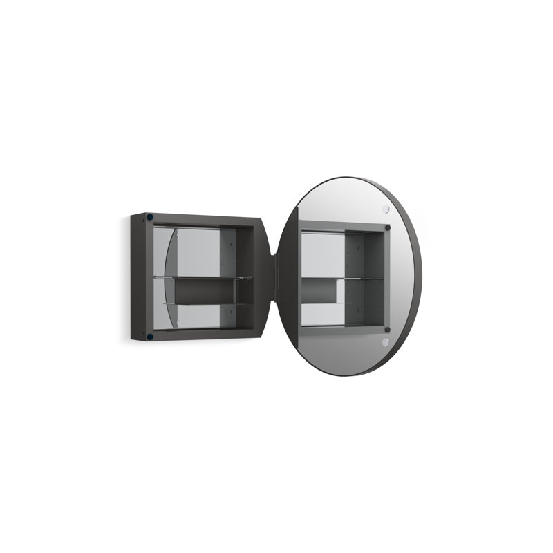 Verdera 24 in Round Framed Medicine Cabinet, Surface Mount or Recessed, Matte Black
