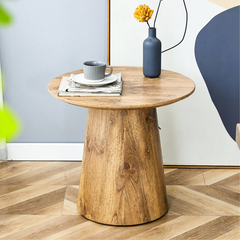 Table basse ronde de 19,6 po de diamètre, grain de bois naturel, hauteur de 18,8 po, diamètre de glissement, grain, texture délicate, assemblage rapide