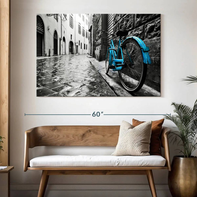 Mehar Retro Blue Bicycle, 34" H x 51" W