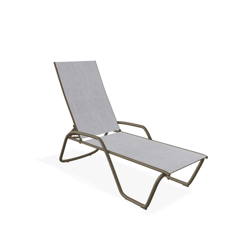 Outdoor Rust-Resistant Metal Chaise Lounge, Textured Beachwood, Jewel