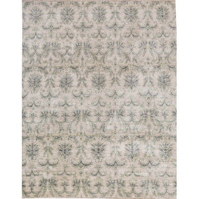 Tapis ivoire et bleu clair noué à la main de haute qualité