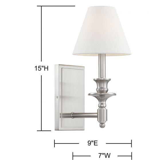 Alarins Single Light Dimmable Armed Sconce, Satin Nickel