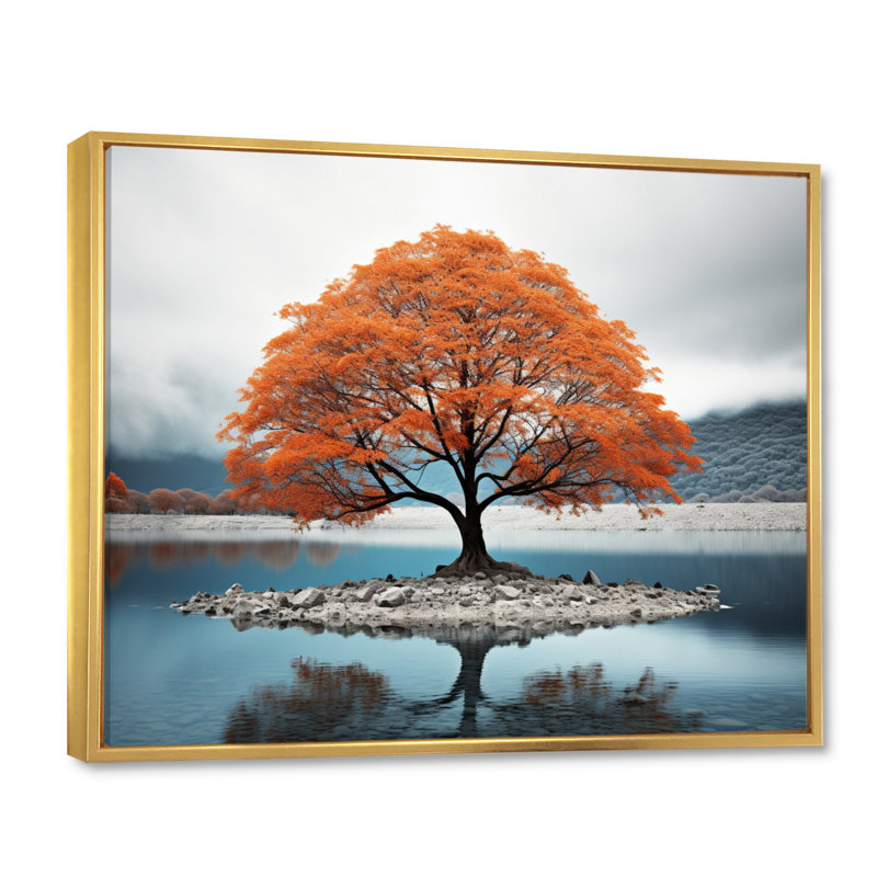 «Orange Tree Autumn Whispers I», reproduction sur toile, H 24 po x l 32 po x P 1 po, Cadre flottant doré