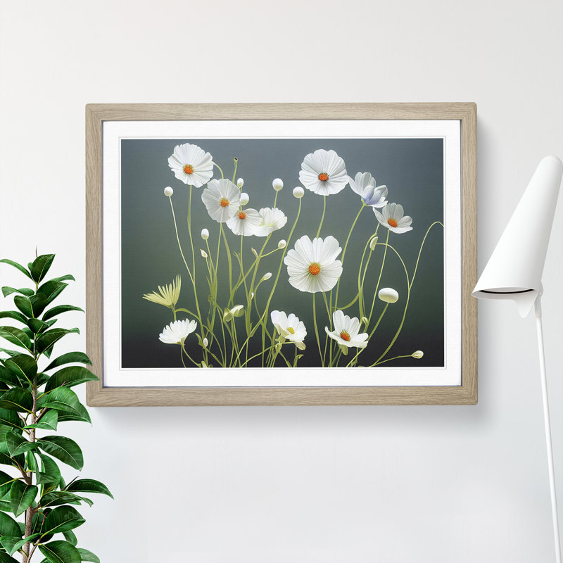 Pretty Wildflowers Floral - Single Picture Frame Painting, 25cm H x 34cm W x 2cm D, Oak