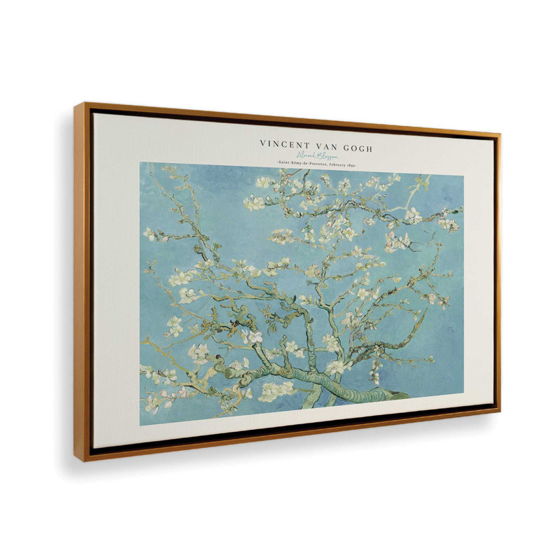 Van Gogh's Ammond Blossom v2, H 8,75 po x l 12,75 po, Cadre flottant or poli