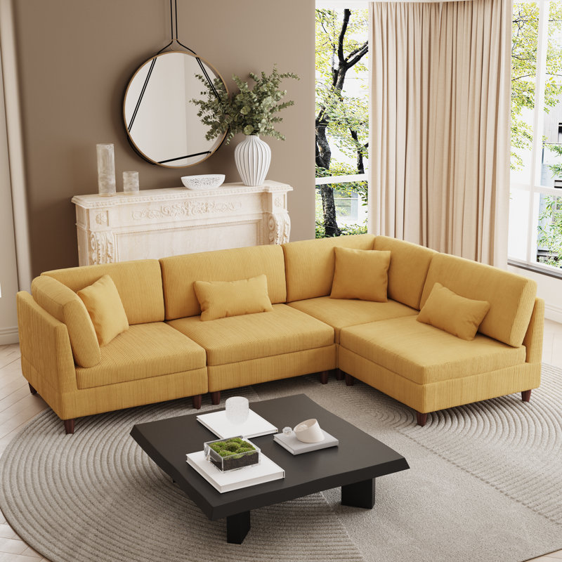 Seemab Reversible Modular Corner Sofa, Orange
