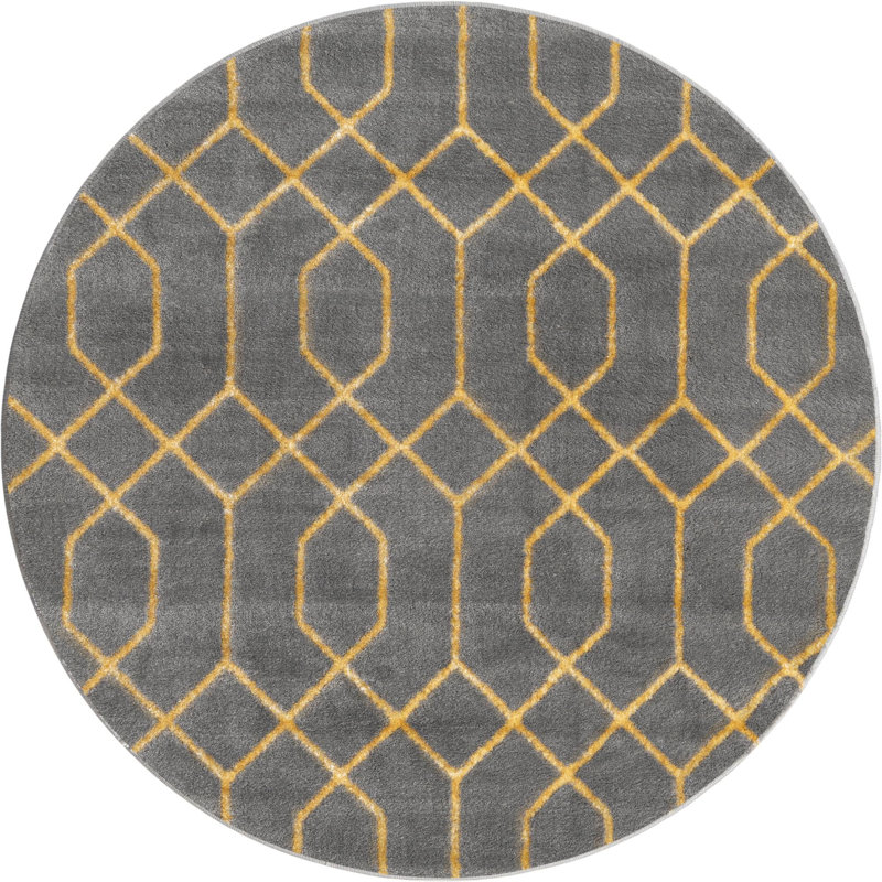 Glam Gray/Gold Area Rug, Round 3'1"
