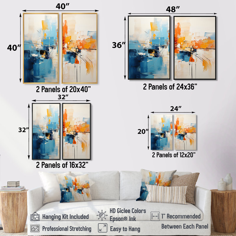 Claybourne - Modern Canvas Prints 2 Pieces, 40" H x 40" W, Brown, Floater Framed Print