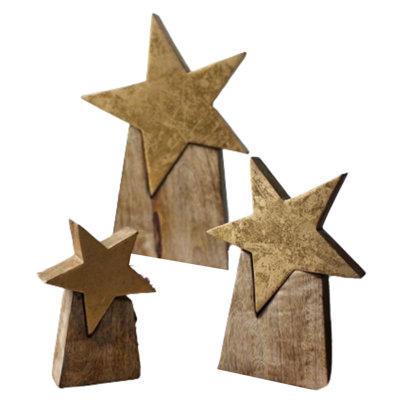3 Piece Wooden Star on Base Set