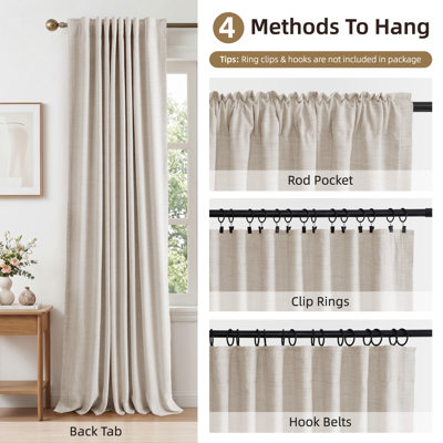 Graciella Thermal Insulated Faux Linen Textured 100% Blackout Curtains for Bedroom Living Room Back Tab/Rod Pocket