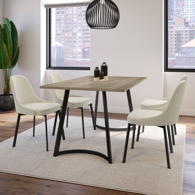 Ensemble de salle à manger 5 pièces Korde, Beige clair, Bouclé crème
