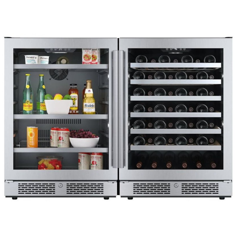 Avallon Dual Zone 47.625'' 53 Bottle Wine & Beverage Refrigerator with French Doors