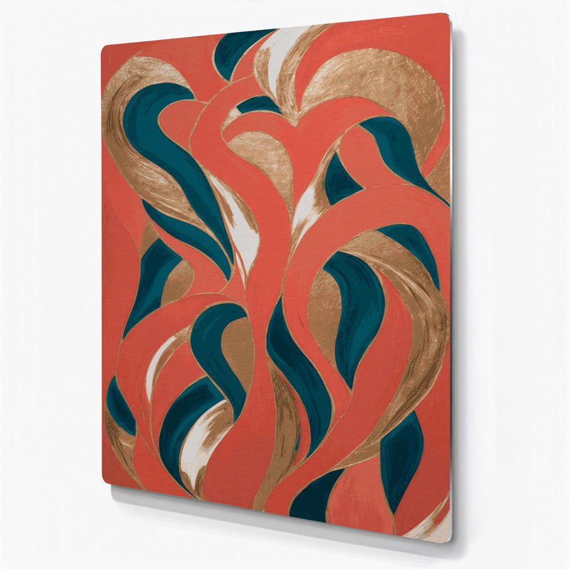 Abstrait figuratif 84, art mural en métal rose, H 11 po x l 14 po