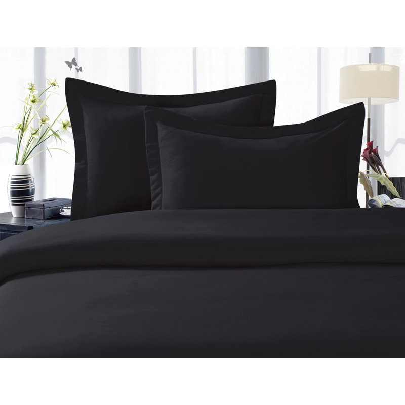 Brushed Microfiber Pillow Sham, Soft Breathable Decorative Pillow Cover, Black, Queen