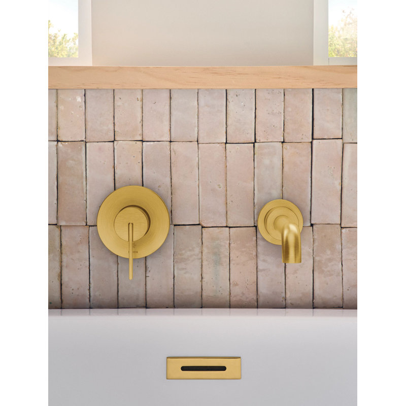Moen Cia Single Handle Wall Mount Tub Filler High Flow Tub Faucet With 10" Spout Reach, Brushed Gold