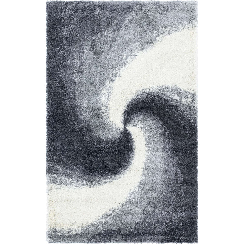 Tapis abstrait kaki , Rectangle 3 pi 3 po x 5 pi 3 po, Gris fumée / noir