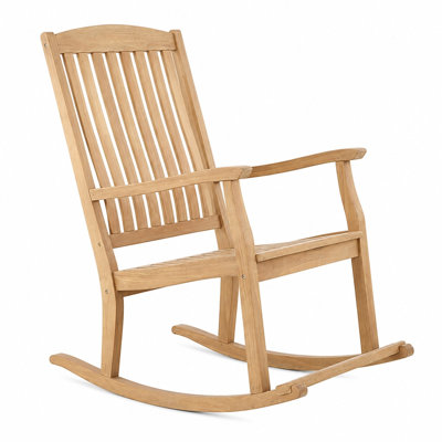 Nordic Teak - Alivio Natural Teak Outdoor Rocking Chair With Arm Rests