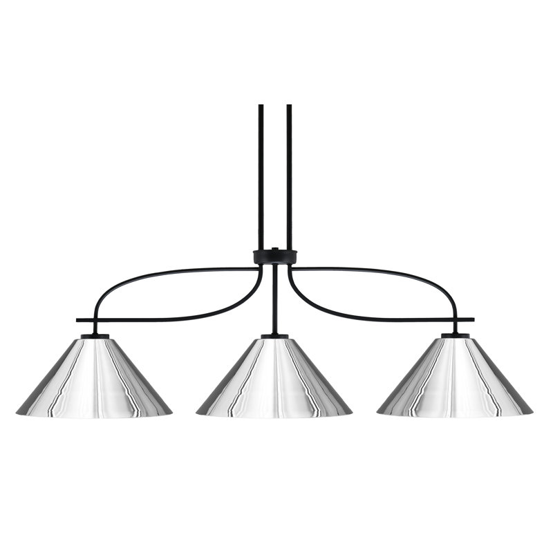 Luminaire pour îlot 3 lumières Cavella au fini noir mat de 14 po , Métal métal