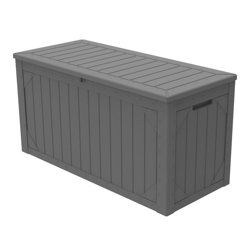 Boîte de terrasse verrouillable en résine résistante à l'eau 100 gallons Decksplore, Gris
