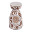 Porte-bougie décoratif en céramique pour décoration de table - Bougeoir de plancher à motif chinois moderne pour tables de salle à manger - brun et blanc