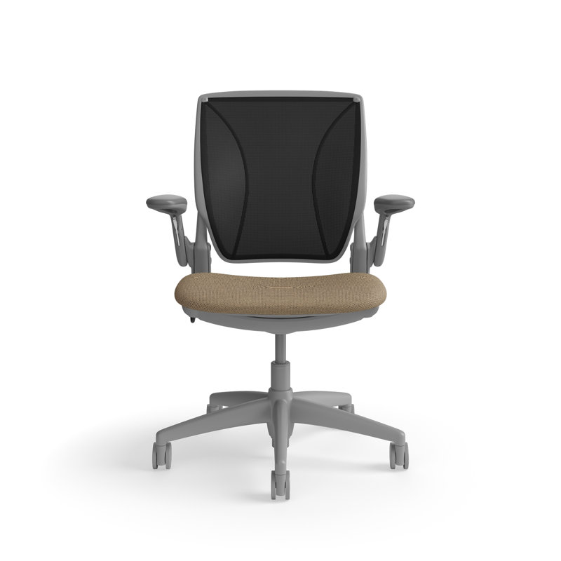 Fauteuil de travail ergonomique avec dossier en graine de coquelicot World ML World, Gris, Black Mesh, TISSU BEIGE BRUN