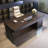 Smoky color Rectangular Manufactured wood+Stainless steel with 3 drawers desk-578023163
