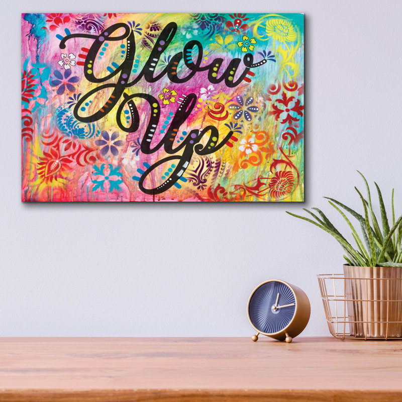 Art mural en verre épique «Glow Up» par Dean Russo, 16 po x 12 po
