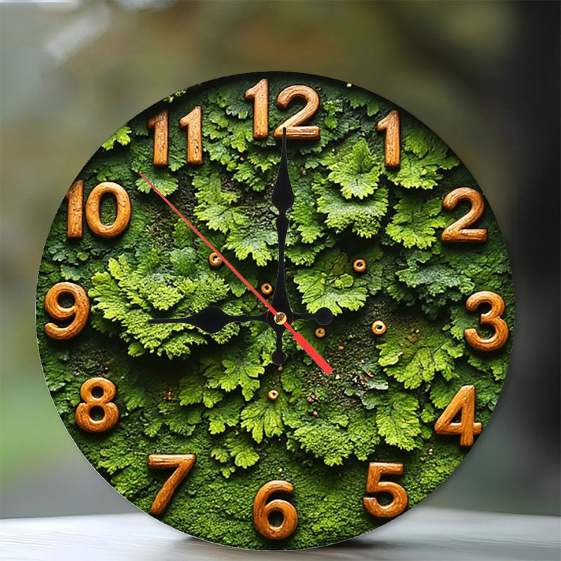 Moss Green Leaf Wall Clock